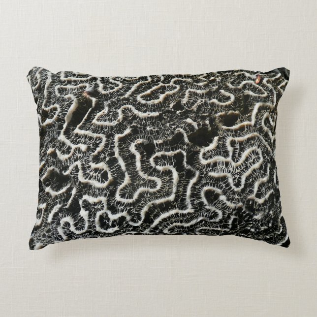 Black and White Coral II Abstract Nature Photo Decorative Pillow (Front)