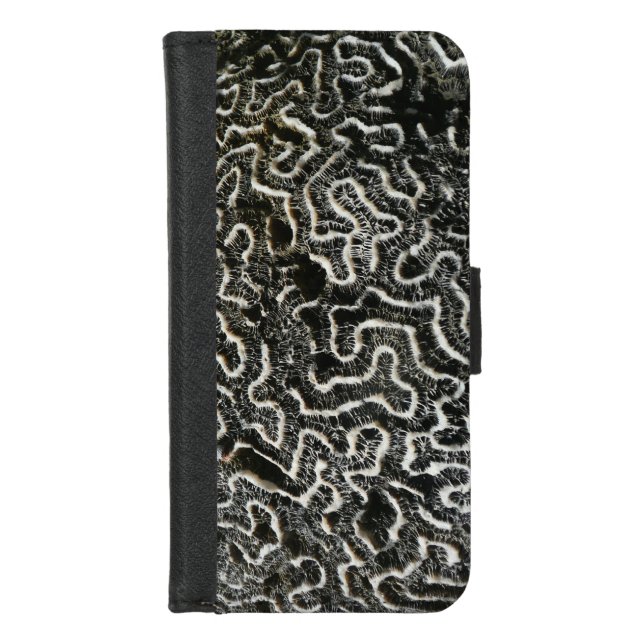 Black and White Coral II Abstract Nature Photo iPhone Wallet Case (Front)