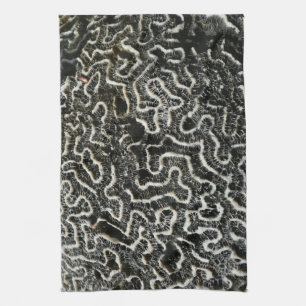 Black and White Coral II Abstract Nature Photo Kitchen Towel