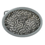Black and White Coral II Abstract Nature Photo Oval Belt Buckle