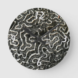Black and White Coral II Abstract Nature Photo Round Clock