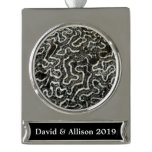 Black and White Coral II Abstract Nature Photo Silver Plated Banner Ornament