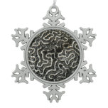 Black and White Coral II Abstract Nature Photo Snowflake Pewter Christmas Ornament