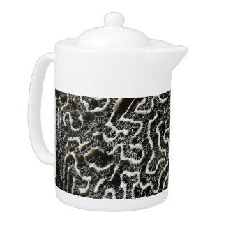 Black and White Coral II Abstract Nature Photo Teapot