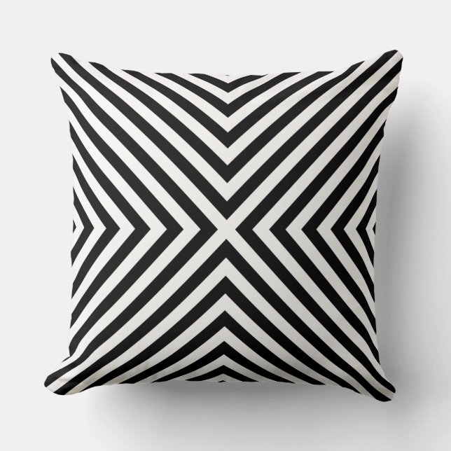Black And White Corner Pattern - Throw Pillow (Front)