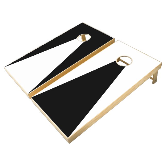 Black and white cornhole set (Angled)