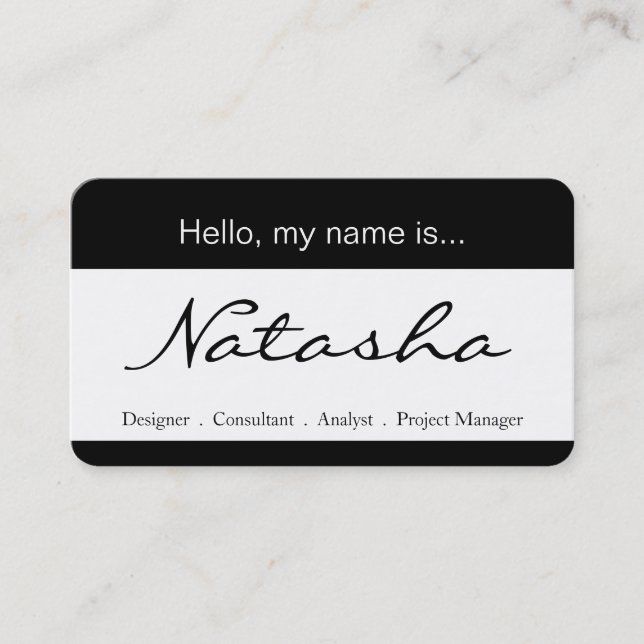 Black and White Corporate Name Tag - Business Card (Front)