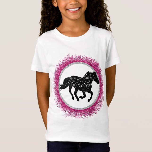 Black and White Cosmic Horse T-Shirt (Front)