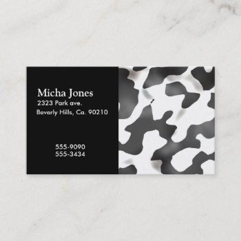 Black And White Country Cow Pattern Business Card by StarStruckDezigns at Zazzle