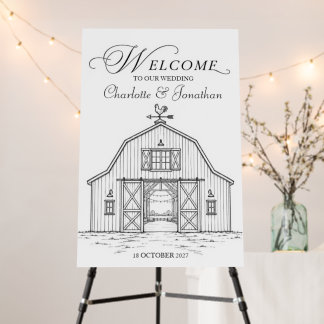 Black and White Country Wedding Welcome Sign