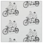 BLACK AND WHITE COUPLE IN RETRO TANDEM BICYCLE FABRIC