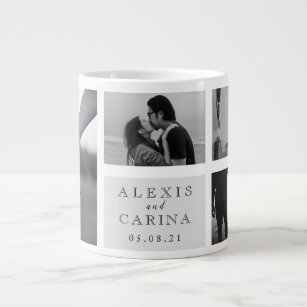 Black and White Couple Photo Wedding Giant Coffee Mug