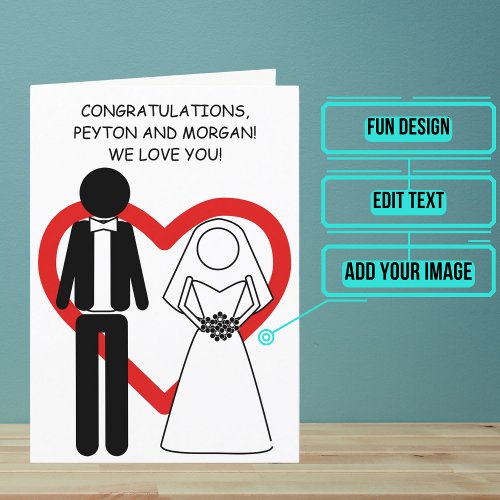 Black and White Couple Wedding Day Congratulations Card