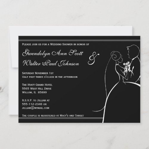 Black and White Couple Wedding Shower Invitation