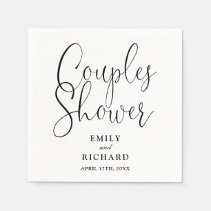 Black And White Couples Bridal Wedding Shower Napkins