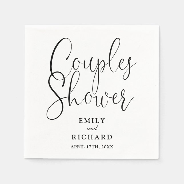 Black And White Couples Bridal Wedding Shower Napkins (Front)