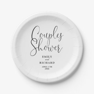 Black And White Couples Bridal Wedding Shower Paper Plates