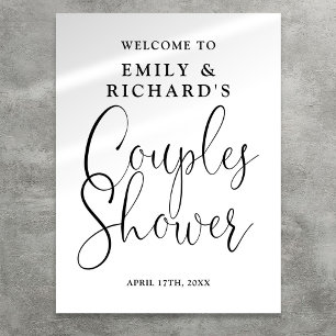 Black And White Couples Shower Welcome Sign