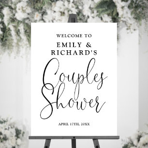 Black And White Couples Shower Welcome Sign