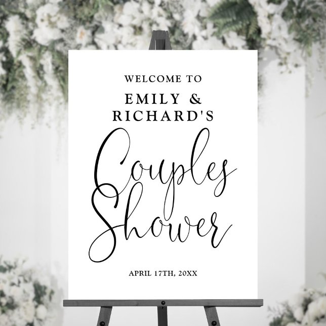 Black And White Couples Shower Welcome Sign (Black And White Couples Shower Welcome Sign)