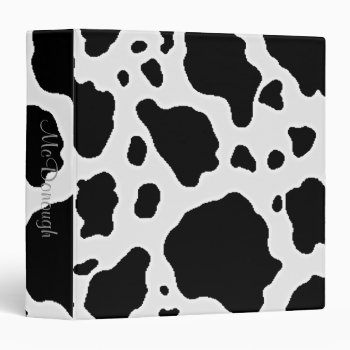 Black And White Cow Animal Pattern Print Binder by ArtisticallyHome at Zazzle