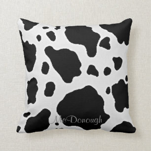 Black and White Cow Animal Pattern Print Throw Pillow