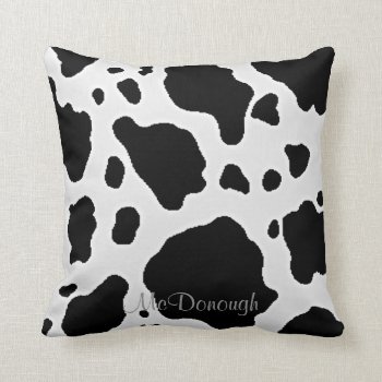 Black And White Cow Animal Pattern Print Throw Pillow by ArtisticallyHome at Zazzle