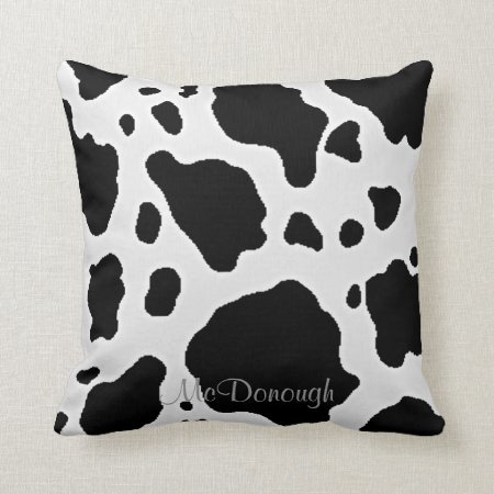 Black And White Cow Animal Pattern Print Throw Pillow