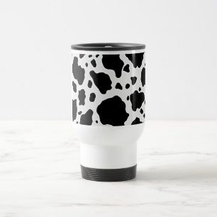 Black and White Cow Animal Pattern Print Travel Mug