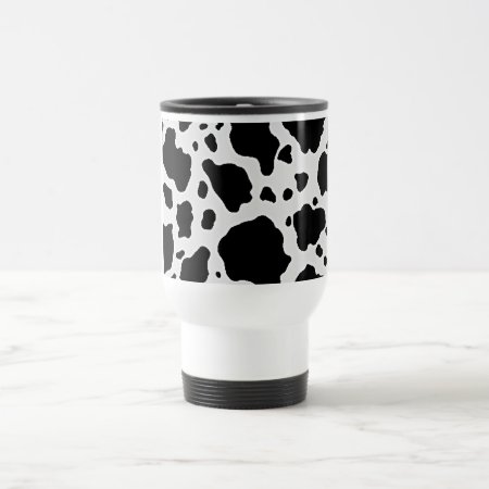 Black And White Cow Animal Pattern Print Travel Mug