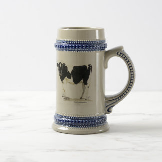 black and white cow beer stein