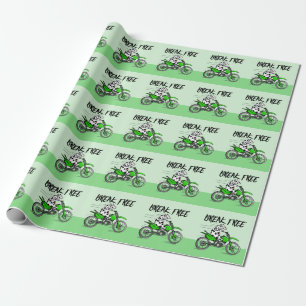 Black and white cow breaking free wrapping paper