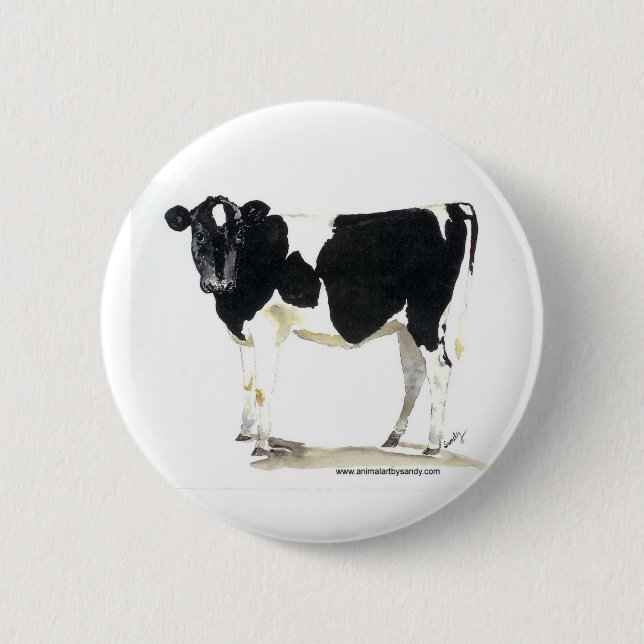 black and white cow button (Front)