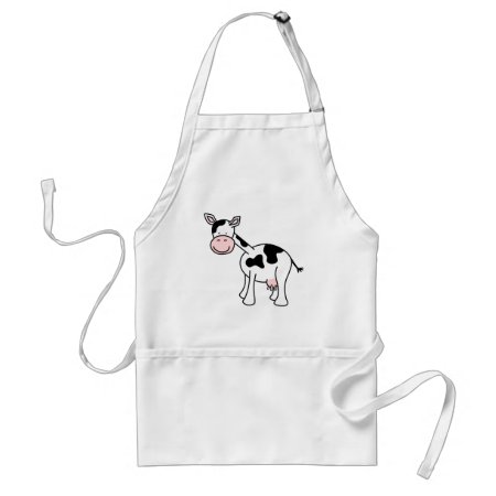 Black And White Cow Cartoon. Adult Apron
