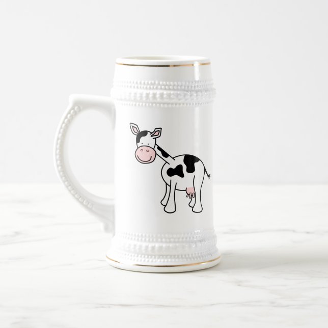 Black and White Cow Cartoon. Beer Stein (Left)