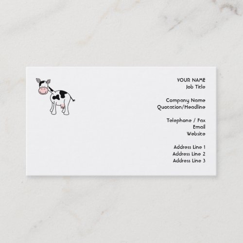 Black and White Cow Cartoon Business Card