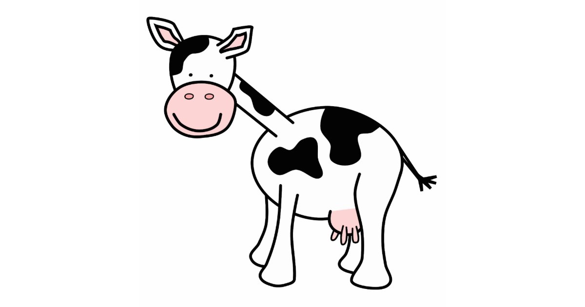 Black and White Cow Cartoon. Cutout | Zazzle