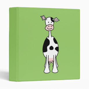 Black and White Cow Cartoon. Front. Binder