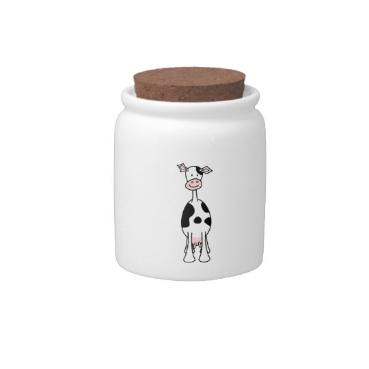 Black and White Cow Cartoon. Front. Candy Jars