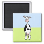 Black And White Cow Cartoon. Front. Magnet at Zazzle