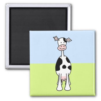 Black And White Cow Cartoon. Front. Magnet by Animal_Art_By_Ali at Zazzle