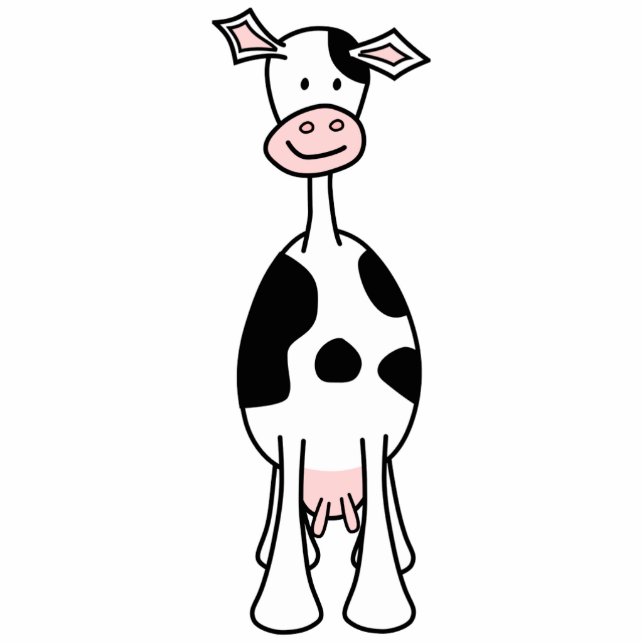 Black and White Cow Cartoon. Front. Statuette (Front)