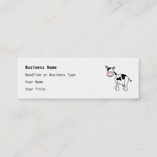 Customizable Black and White Cow Cartoon. Business Card Templates