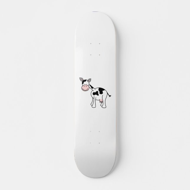 Black and White Cow Cartoon. Skateboard (Front)