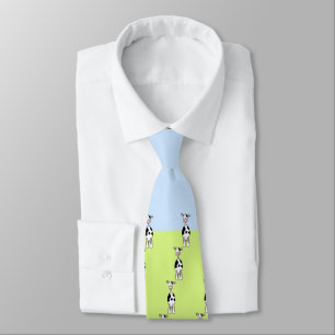 Black and White Cow Cartoon Tie