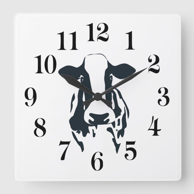 Black and White Cow Clock (Front)