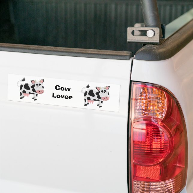 Black And White Cow Design Bumper Sticker (On Truck)