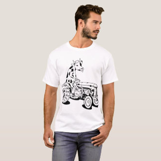 Black and white cow driving a tractor T-Shirt