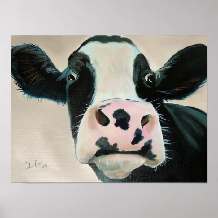 Nursery decor folk art cow Canvas Gordon Bruce art