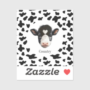 Black and White Cow Face Sticker